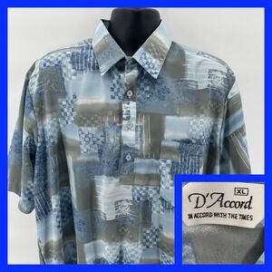 D'Accord XL Mens‎ Abstract Geo Print Short Sleeve Button Up Shirt Top